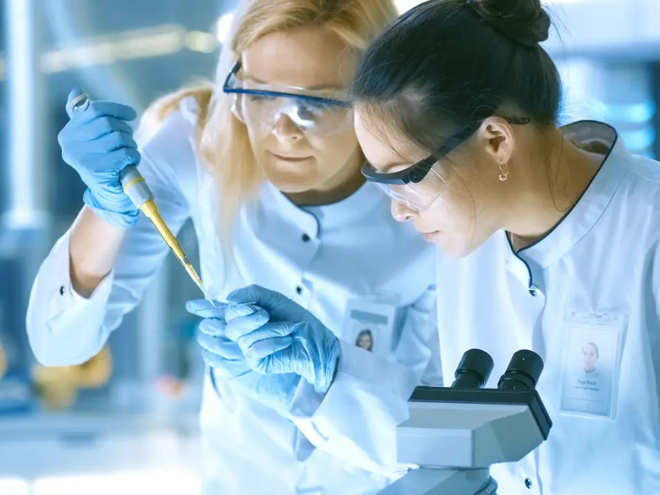 Zwei Laborantinnen bei der Untersuchung von Proben